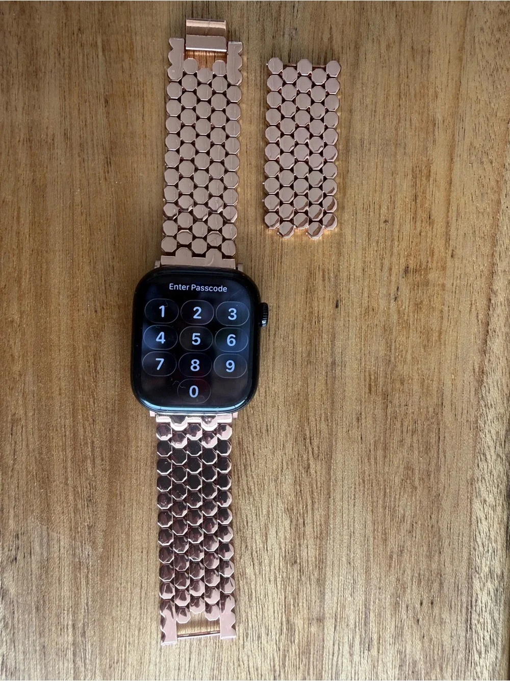 Rose Gold Metal Link Watch Band with Extra Links